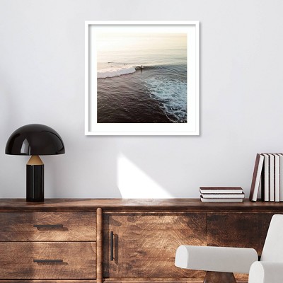 25" x 25" White Wood Framed Ocean Wave Print