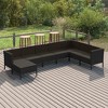 vidaXL 8 Piece Outdoor Lounge Set - Poly Rattan Patio Furniture with Cushions, Weather - Resistant, Easy Maintenance, Black. - 2 of 4