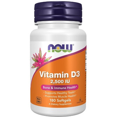 Vitamin D3-2,500 IU by Now Foods  -  180 Softgel