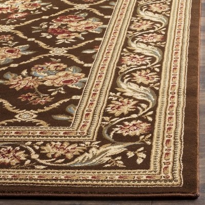 Traditional Floral Trellis Brown Synthetic Area Rug, 3'3" x 5'3"