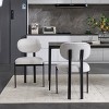 Vynxaria Set of 2 White Boucle Dining Chairs with Black Metal Legs - 3 of 4