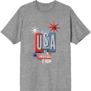 Americana Vintage Motel Sign Men's Crew Neck Short Sleeve Tee - 1 of 2