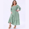 Women's Plus Size 2 Pieces Summer Outfits Floral Square Neck Peplum Babydoll Blouses and High Waist Maxi A Line Skirts Set - Agnes Orinda - 4 of 4