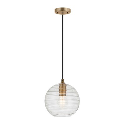 Hudson and Canal 8" Wide Textured Pendant with Glass Shade