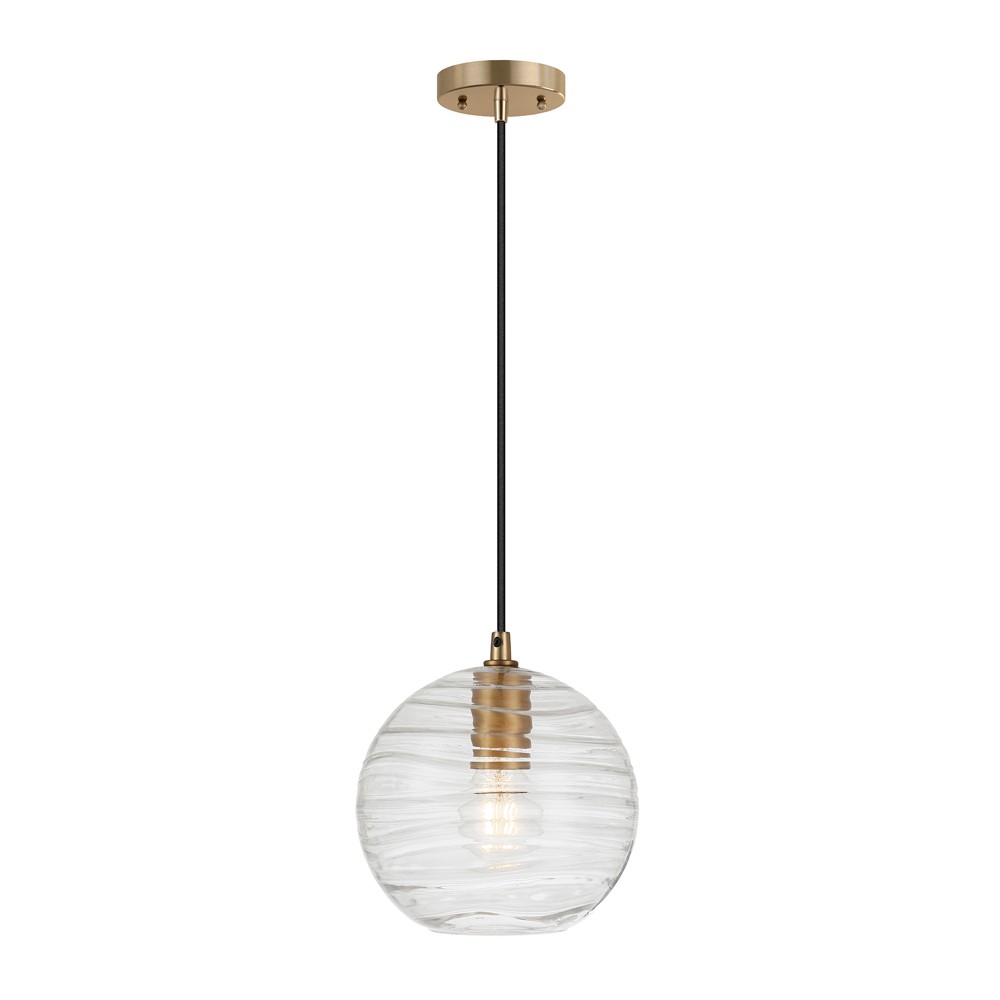 Photos - Chandelier / Lamp Hampton & Thyme 8" Wide Textured Pendant with Glass Shade Brass/Clear