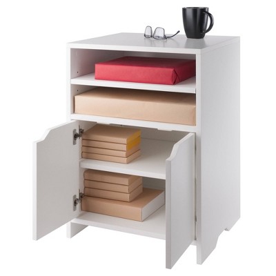 White Freestanding Office Storage Cabinet with Adjustable Shelving
