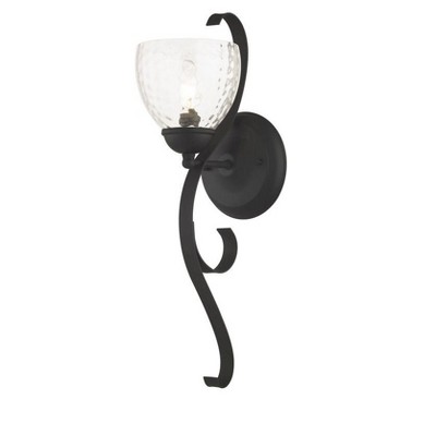 Brookside Hand-Blown Clear Water Glass Black Sconce