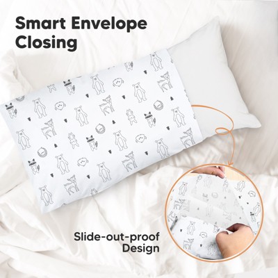 Soft Organic Cotton Toddler Pillowcase with Cute Prints - Standard/Queen