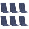 vidaXL Navy Blue Highback Chair Cushions-6 Pcs Outdoor/Indoor Patio Seat Pads with Hollow Fiber, UV & Water Resistant, 47.2x19.7 inch - 3 of 4