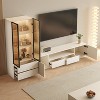 ATJafurn Media Console for TVs up to 85'', Modern Entertainment Center Living Room Cabinet Set Includes TV Stand Glass Display And Drawer Cabinet - 2 of 4