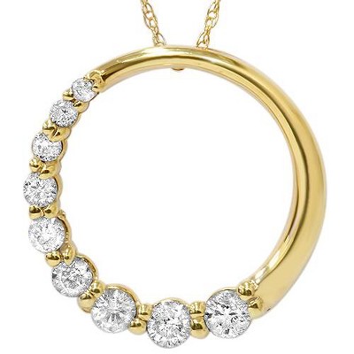 Pompeii3 14K Yellow Gold 1/2ct Circle Journey Diamond Pendant