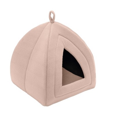 Small Beige Buff Fleece Pet Tent with Removable Cushion