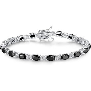 Sterling Silver Tennis Bracelet with Birthstone Charms, 7 Inch Fine Jewelry Christmas Gift for Women - 1 of 4