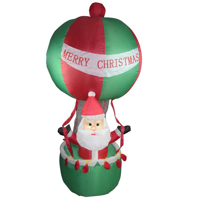 Northlight 72" Red and Green Inflatable Santa in Hot Air Balloon Lighted Christmas Outdoor Decor, 3 of 4