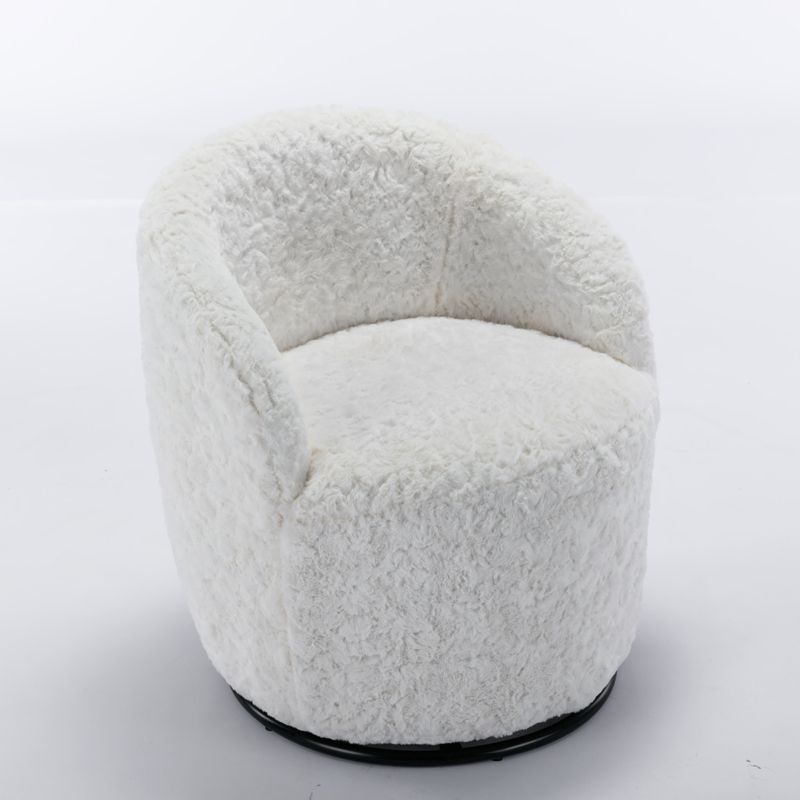 360° Swivel 25.60'' Wide Soft Touch Artificial Rabbit Hair Fabric Tiny Upholstered Reading Chair/Swivel Barrel Accent Chair-Maison Boucle, 4 of 9