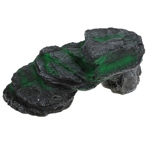 Unique Bargains Resin Tortoise Rock Turtle Basking Platform 10.8"x5.4"x3.6" Black Green 1 Pcs - 1 of 4