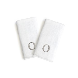 Linum Home Textles Monogrammed Luxury 100% Turkish Cotton Novelty White Hand Towels  (Set of 2) - 1 of 1