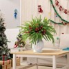 Attop [60pcs Artificial Pine Branches] 60pcs Artificial Pine Branches with Red Berries - 10.5" Faux Evergreen Stems for DIY Holiday Decor - 4 of 4