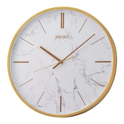 Seiko 16" Carrara Wall Clock, Gold & White