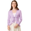 INSPIRE CHIC Women's Tie Front Long Sleeve Crop Ruffle Knit Cardigan Sweaters - 2 of 4