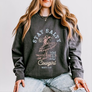 Simply Sage Market Stay Salty Cowgirl Lightweight Garment Dyed Sweatshirt - 1 of 4
