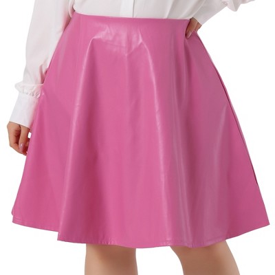 Agnes Orinda Women's Plus Size PU A-Line Versatile Flared Party Skirts