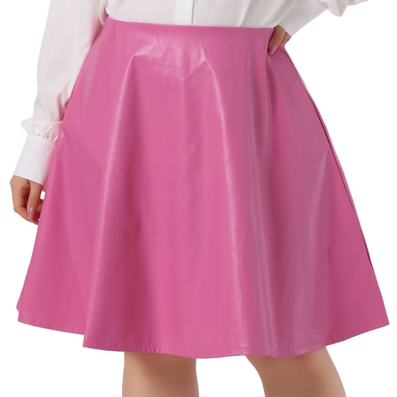 Agnes Orinda Women's Plus Size PU A-Line Versatile Flared Party Skirts, 1 of 6