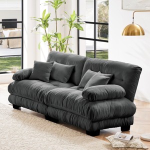 94.4" Loveseat Sofa,Chenille Comfy Cloud Couch with 2 Lumbar Pillows and 2 Throw Pillows,Oversized 2 Seater Sofa for Living Room-Tanpinhause - 1 of 4