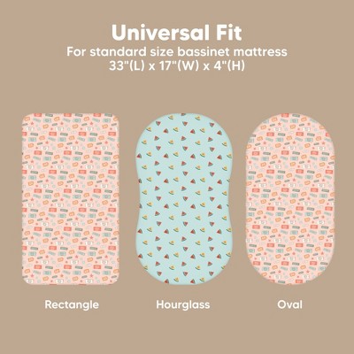 KeaBabies Organic Bassinet Sheet for Baby Girls, Boys, 2-Pack Soothe Bassinet Fitted Sheets, Bedside Bassinet Mattress Sheet (Beach Day)