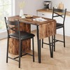 WhizMax Bar Table Set of 2, 3 Storage Shelves, Extendable with 2 Cushioned Chairs, 3Pcs Counter Height, Black - 4 of 4