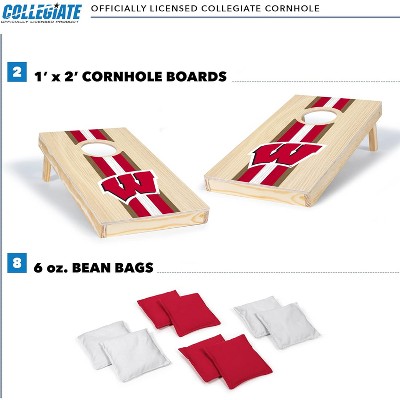 Wisconsin Badgers 1'x2' Natural Wood Cornhole Set with Bean Bags