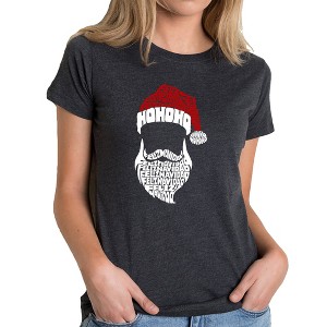 LA Pop Art Feliz Navidad Santa Claus - Women's Premium Blend Word Art T-Shirt - 1 of 4