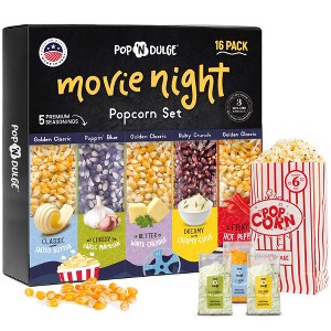 Movie Night Gift Basket Popcorn Gift Set Popcorn Kernels Popcorn Seasoning 16 Pack - 1 of 4