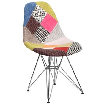 Flash Furniture Elon Series Milan Patchwork Fabric Chair with Chrome Base