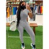DOMETOUR Casual Workout Yoga Sports Two Piece Outfits for Women Fitted Crew Neck T-shirt High Waist Pants - 2 of 3