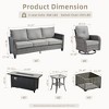 XIZZI Patio Furniture Sets for Relaxation, Comfy 3.5-Inch Cushions & 360° Swivel Action for Extra Comfort, 9 Pcs/Set - Fire Pit Table, Dark Gray - 3 of 4