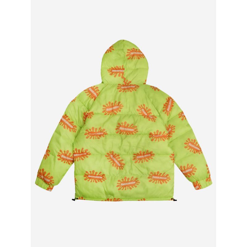 Nickelodeon Repeat Logo Long Sleeve Lime Quilted Puffer Hoodie, 2 of 4