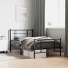 vidaXL Metal Single Bed Frame - Black Steel with Headboard/Footboard, Breathable Support Slats - 3 of 4