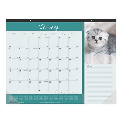 Pets Collection Monthly Desk Pad, Furry Kittens Photography, 22 x 17, White Sheets, Black Binding, 12-Month (Jan-Dec): 2025