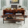 Lirago 32" Flip-Top Coffee Table Dark Walnut Black Metal with Lift-Top Design Hidden Compartment - 2 of 4