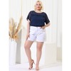 Agnes Orinda Women's Plus Size Contrast Panel Dots Lace Summer Short Sleeve Blouses - 3 of 4