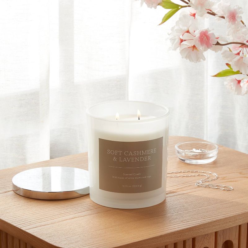 2-Wick 19.75oz Lidded Milky Glass Jar Soft Cashmere and Lavender Candle - Threshold&#8482;, 3 of 5