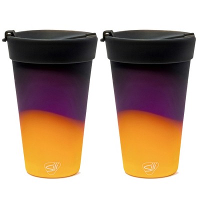 Silipint: Silicone 16oz Coffee Tumblers, 2 Pack, Sun Storm