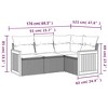 vidaXL 5 Piece Patio Sofa Set with Cushions Black Poly Rattan - Black and Cream Without Table - 3 of 4