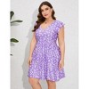Coolmee Women's Summer Plus Size Casual Dresses Elastic Waist Pleated A Line Ruffle Hem Dress - 4 of 4
