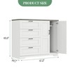 Wooden 2 Door 4 Drawer Minimalist Bedroom White Wardrobe Storage & Hanging Rail - Modern Furniture with Hanging Bar Clothes Rail Cupboards - 2 of 4