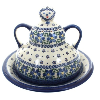 Blue Rose Polish Pottery Spring Blossom Cheese Lady