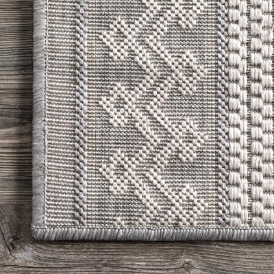 Lowen Global Geometric Light Gray Indoor/Outdoor Area Rug, 3'6" x 5'