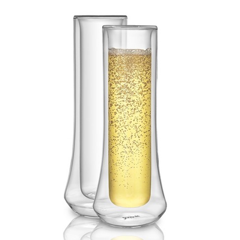 Champagne Flutes - Hand-Blown Crystal Mimosa Glasses (6oz/180ml) Set of 4