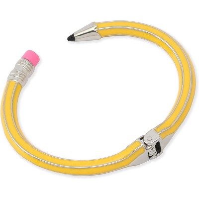 'Straight A's' Pencil Cuff Bracelet, Playful Gold Tone Jewelry with Academic Charm for Women